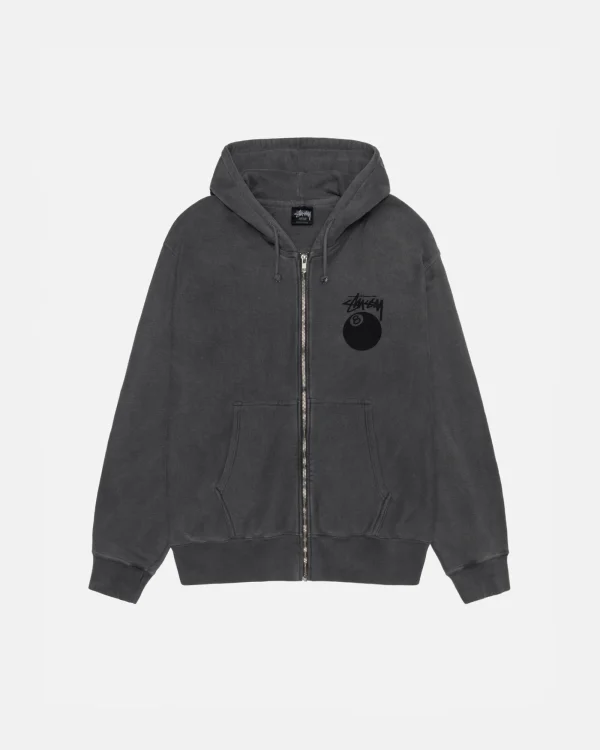 Stussy 8 Ball Zip Hoodie Pigment Dyed Black Stussy 8 Ball Zip Hoodie Pigment Dyed Black